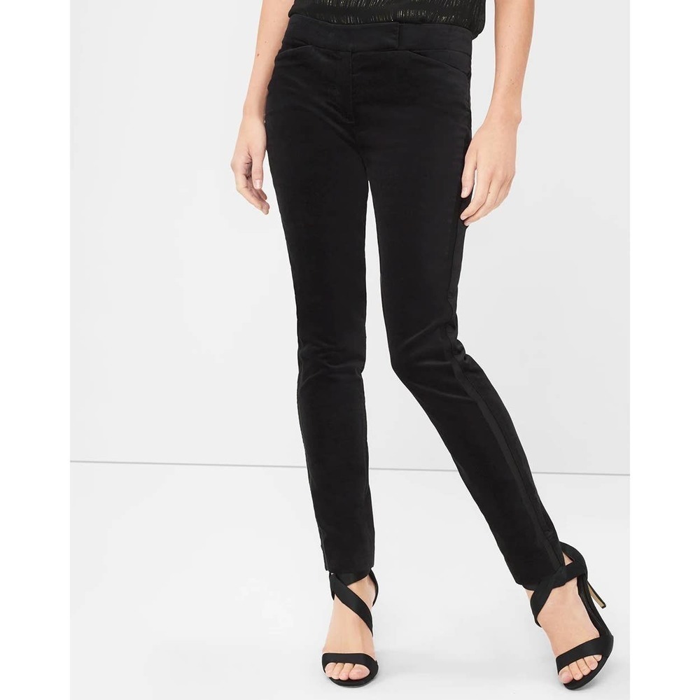 White House Black Market Black Velvet Slim Ankle Pants Size 8 EUC